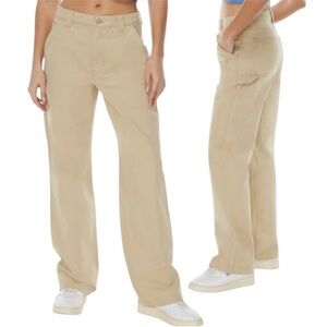 Aritzia TNA Greenwich Pant High-waisted Carpenter Twill Pants Light khaki Tan 4